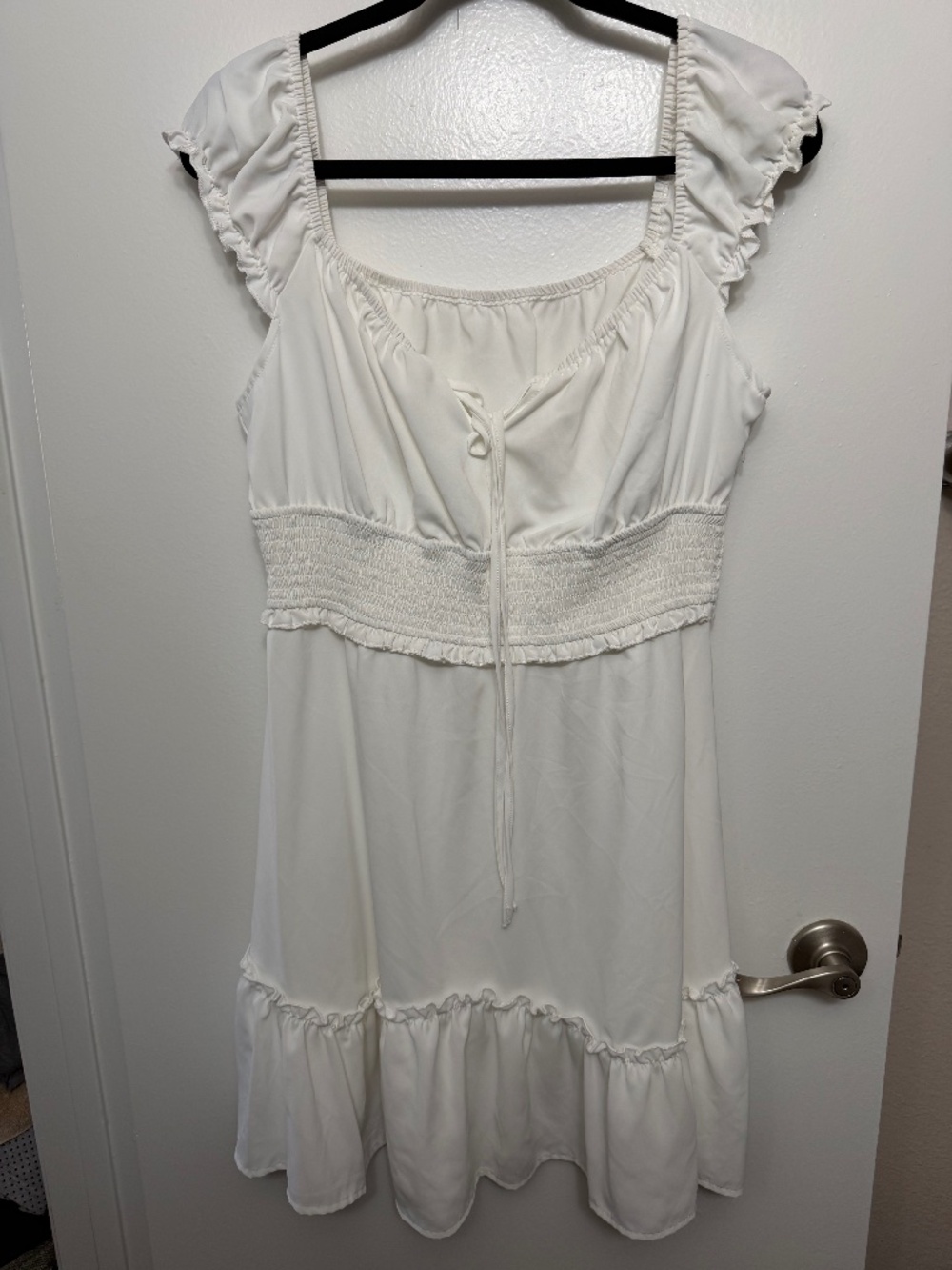 Ruffle sleeve sweetheart neckline dress - Size L